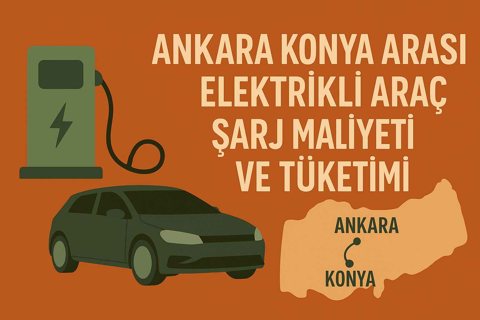 Ankara Konya Arası Elektrikli Araç Şarj Maliyeti ve Tüketimi